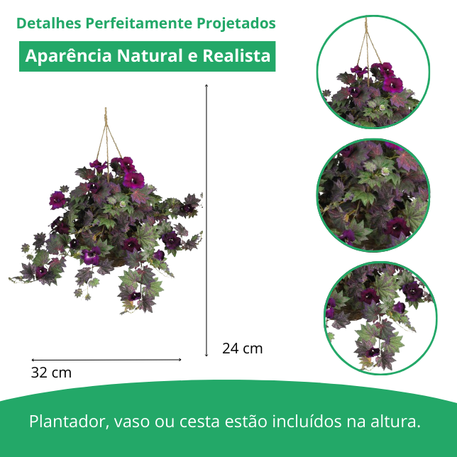 Cesta suspensa Planta de Seda Glória Artificial