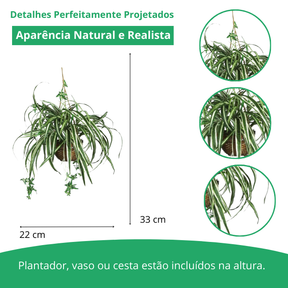Cesta suspensa Aranha de seda Artificial