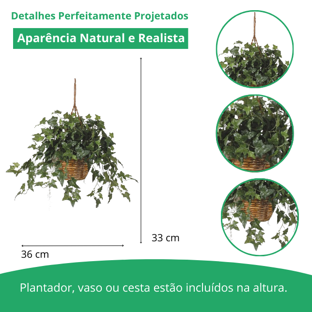 Cesta suspensa planta de seda Artificial