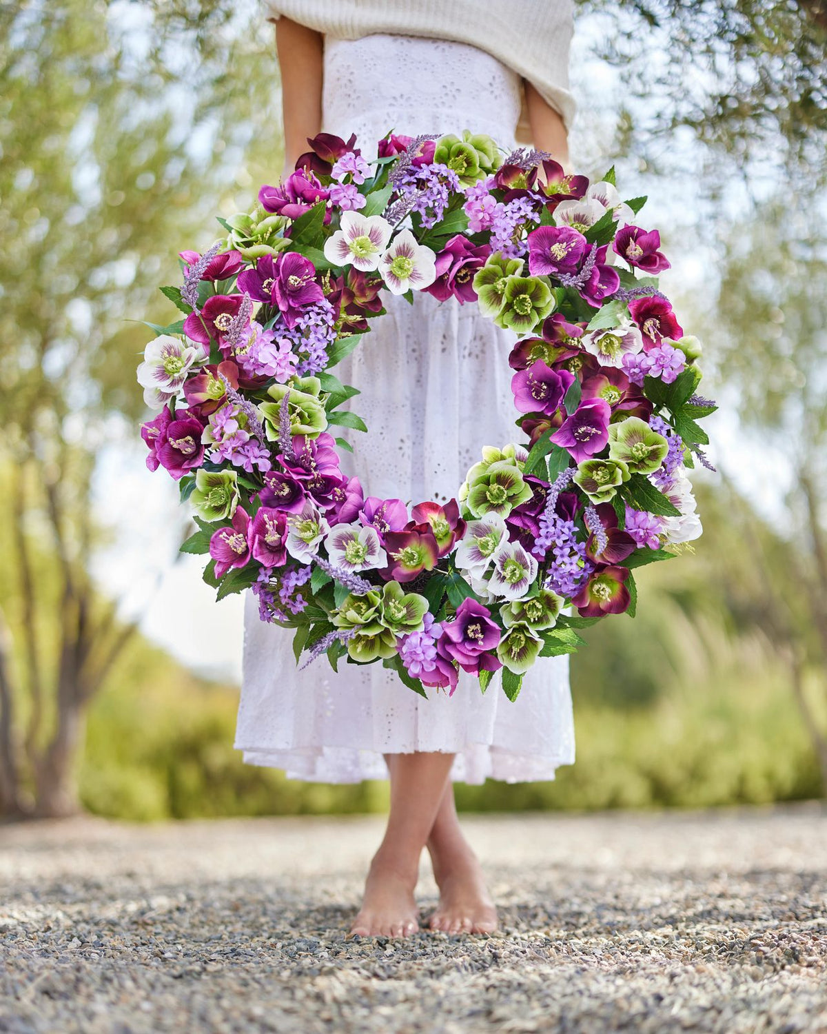 Guirlanda com flores artificiais 60cm